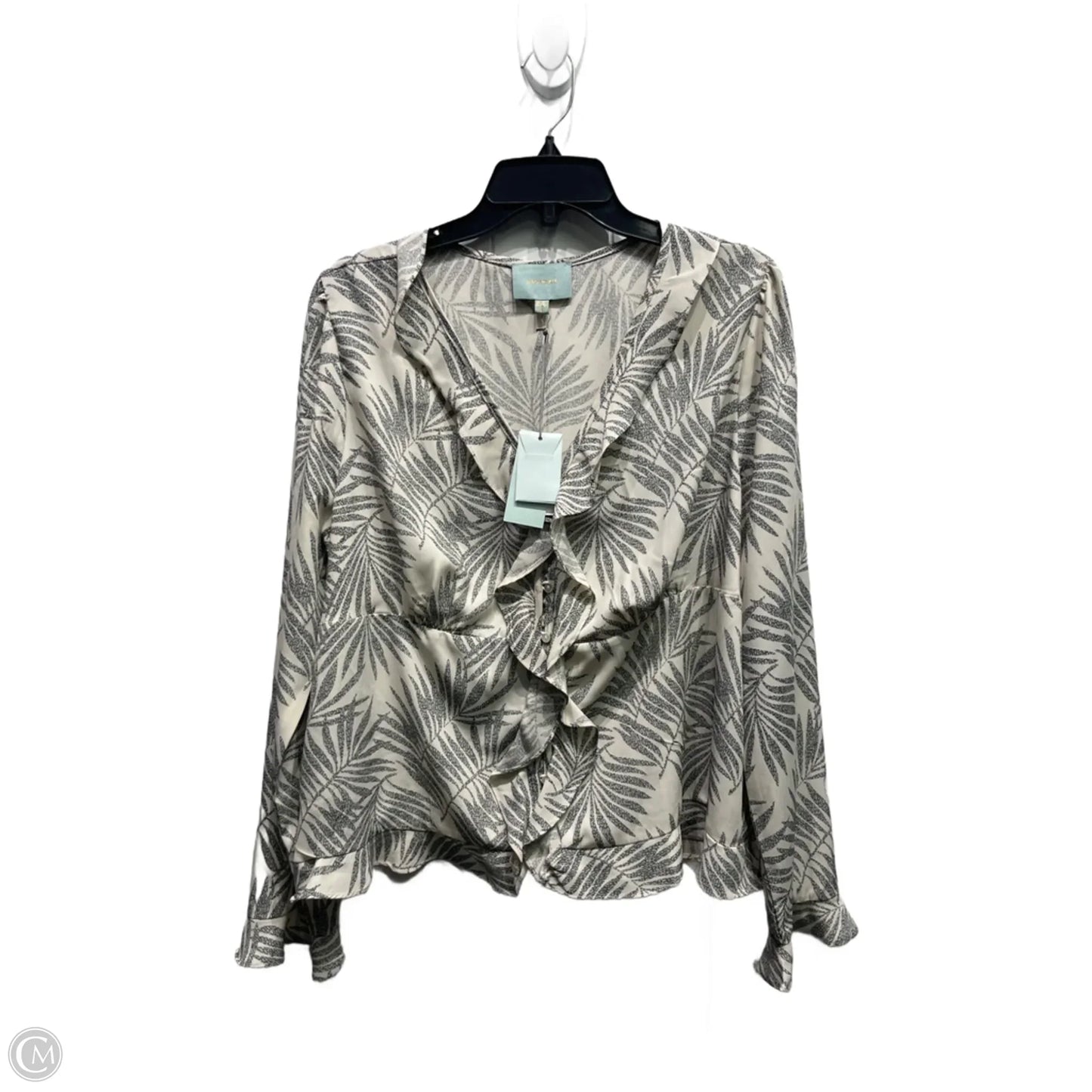 Top Long Sleeve By Skies Are Blue In Black & Grey, Size: Xl