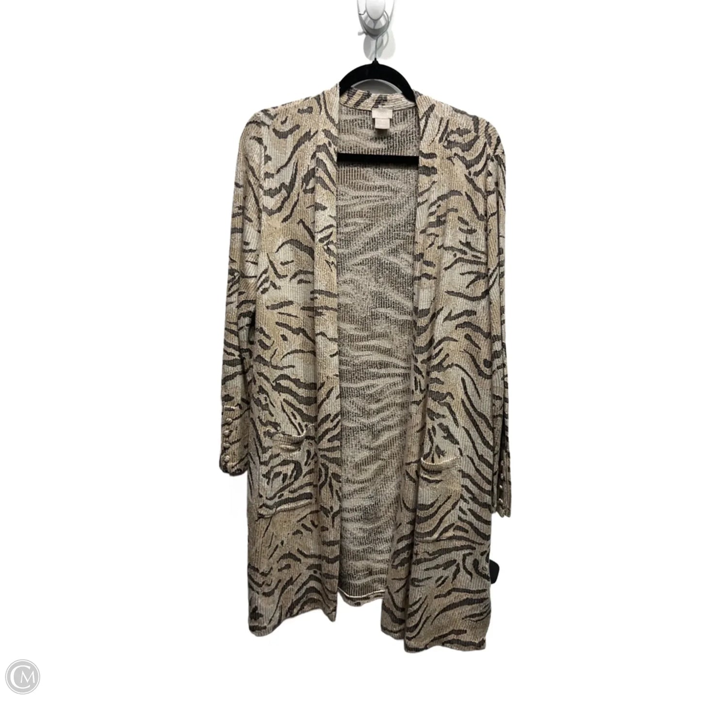 Cardigan By Chicos In Black & Tan, Size: L