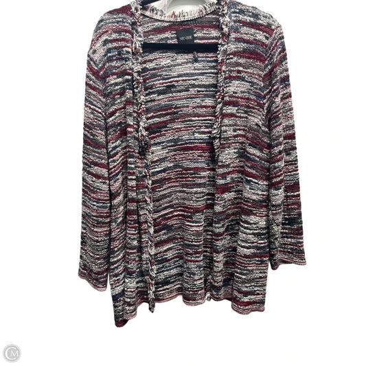 Sweater Cardigan By Nic + Zoe In Grey & Red, Size: 1x