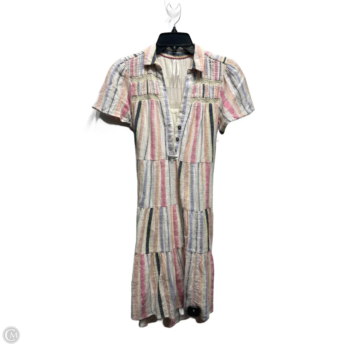 Dress Casual Short By Anthropologie In Cream & Pink, Size: Xs