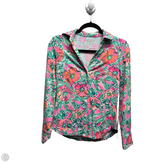 Top Long Sleeve Designer By Lilly Pulitzer In Green & Pink, Size: Xxs