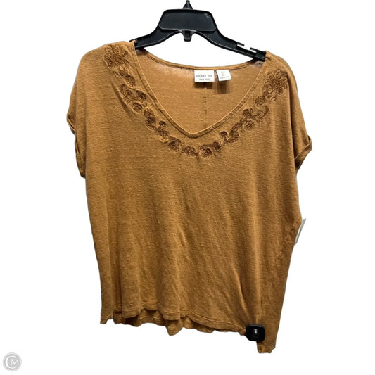 Top Short Sleeve By Rachel Zoe In Tan, Size: L
