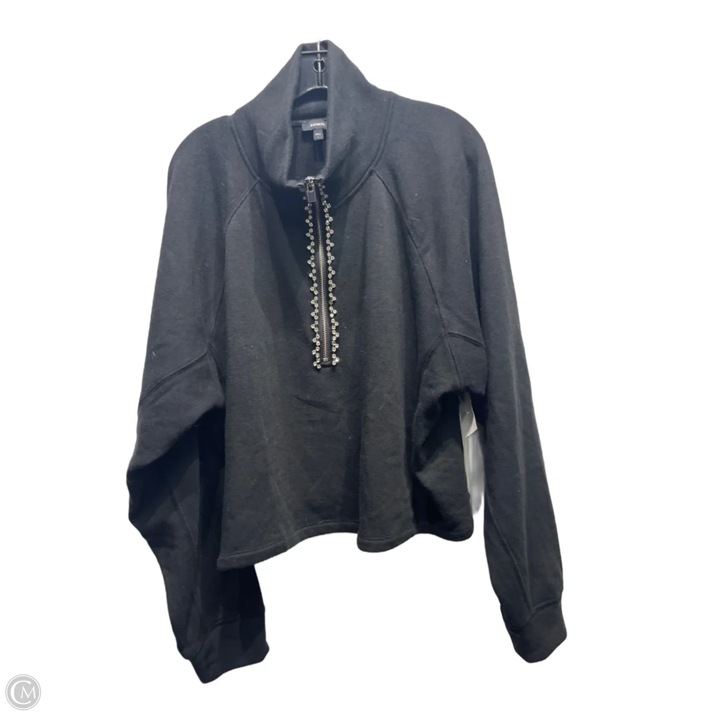 Top Long Sleeve By Express In Black & Silver, Size: L
