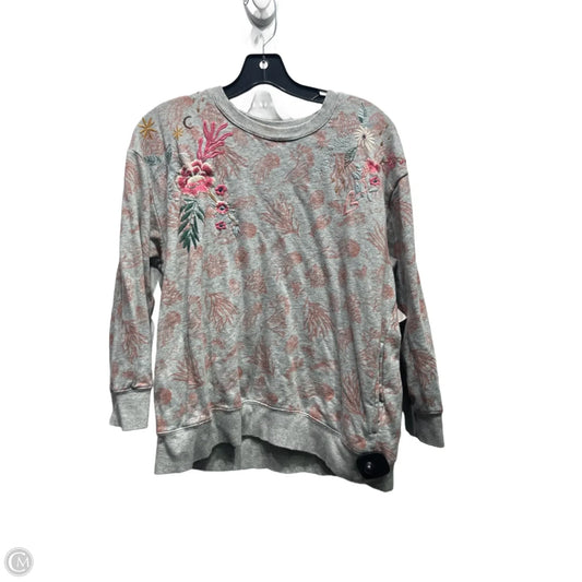 Top Long Sleeve By Johnny Was In Grey & Pink, Size: M