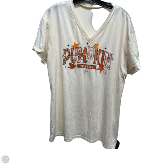 Top Short Sleeve By Amazon Essentials In Cream & Orange, Size: Xl