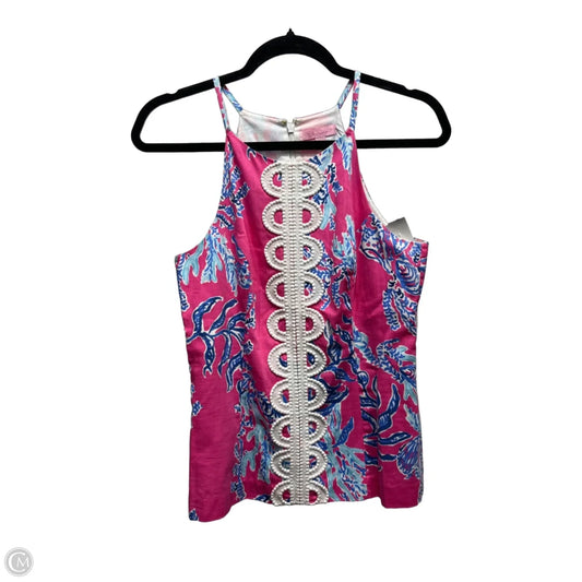 Top Sleeveless Designer By Lilly Pulitzer In Blue & Pink, Size: 4
