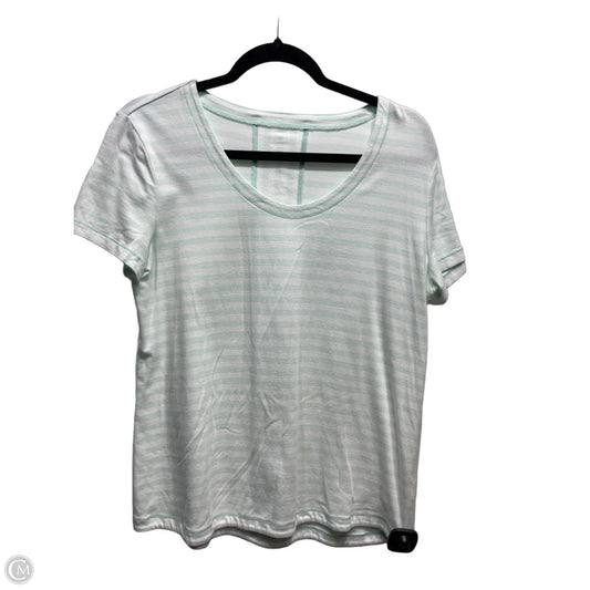 Top Short Sleeve By Talbots In Green & White, Size: L