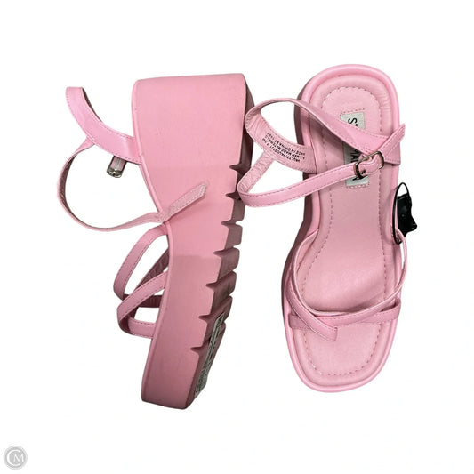 Sandals Heels Wedge By Steve Madden In Pink, Size: 7.5