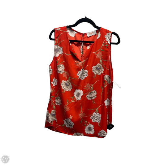 Top Sleeveless By Renee C In Orange & White, Size: S