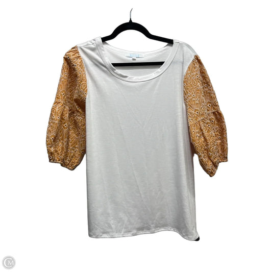 Top Short Sleeve By Clothes Mentor In White & Yellow, Size: L