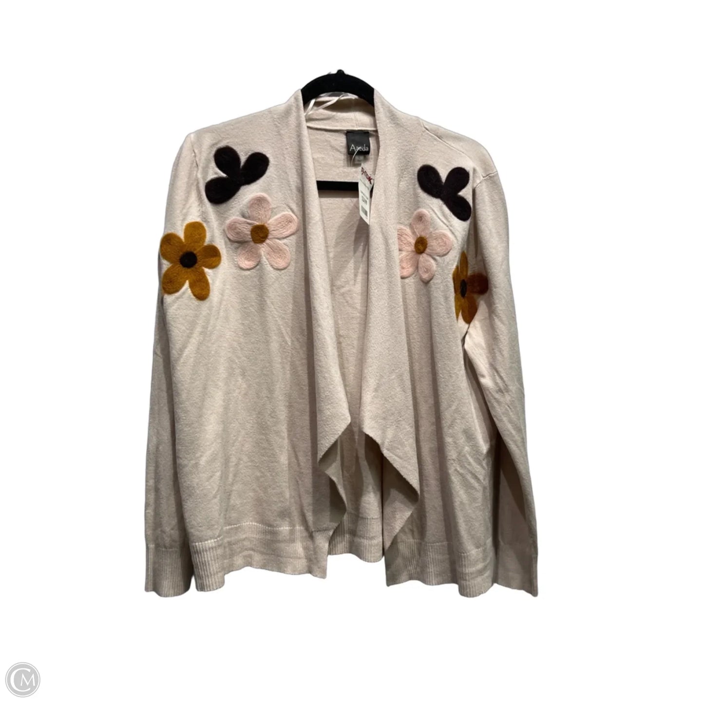Sweater Cardigan By Aaeda In Cream & Tan, Size: L