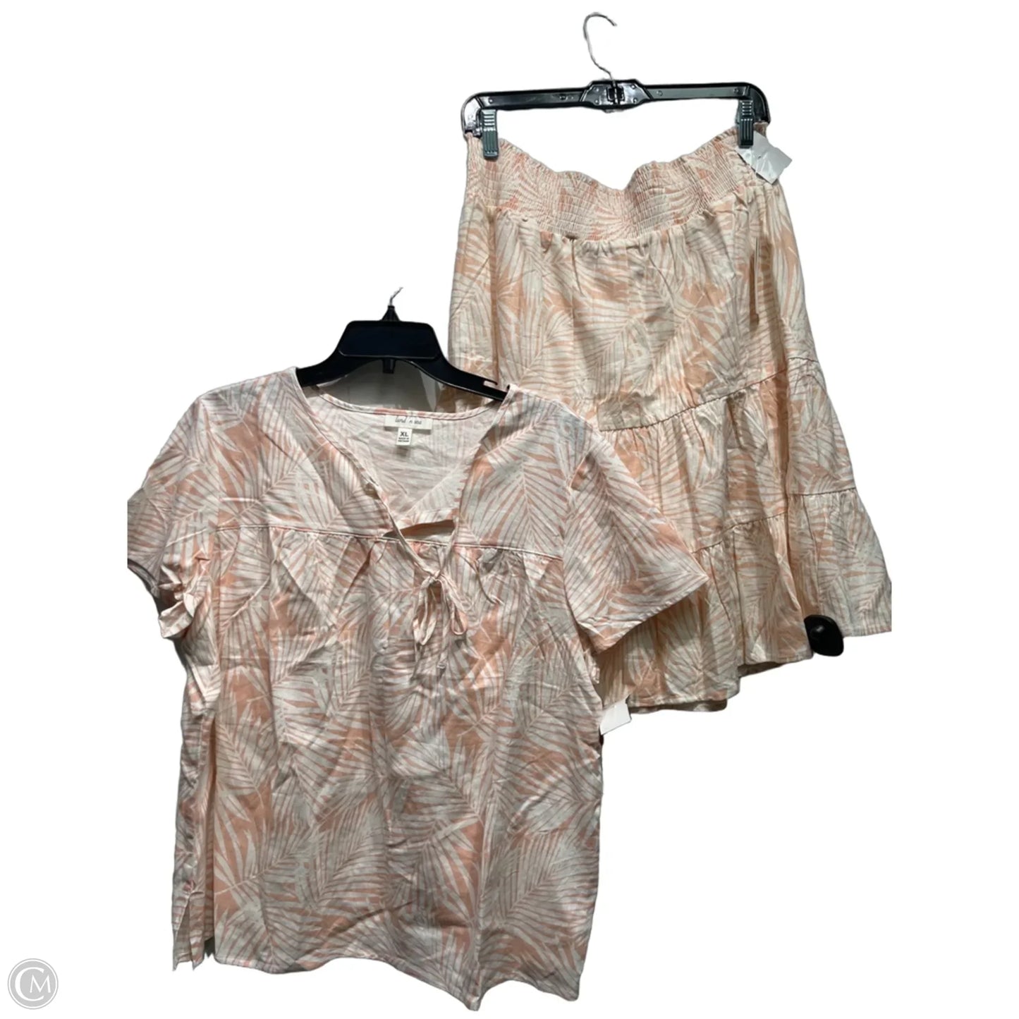 Skirt Set 2pc By land n see In Pink & White, Size: Xl