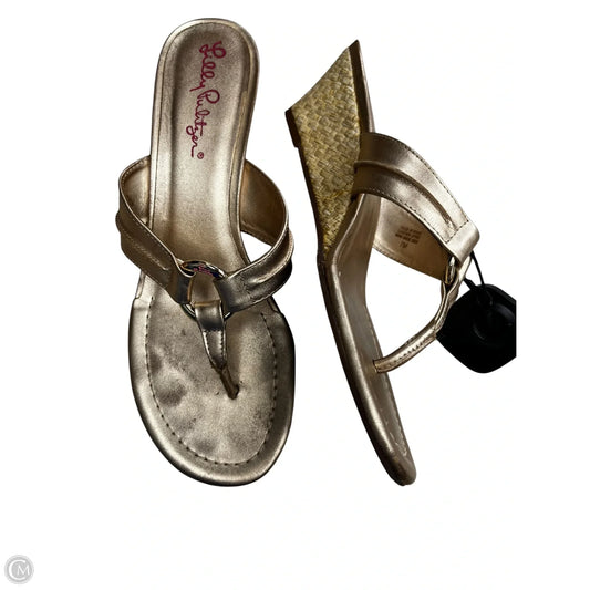 Sandals Designer By Lilly Pulitzer In Gold, Size: 7
