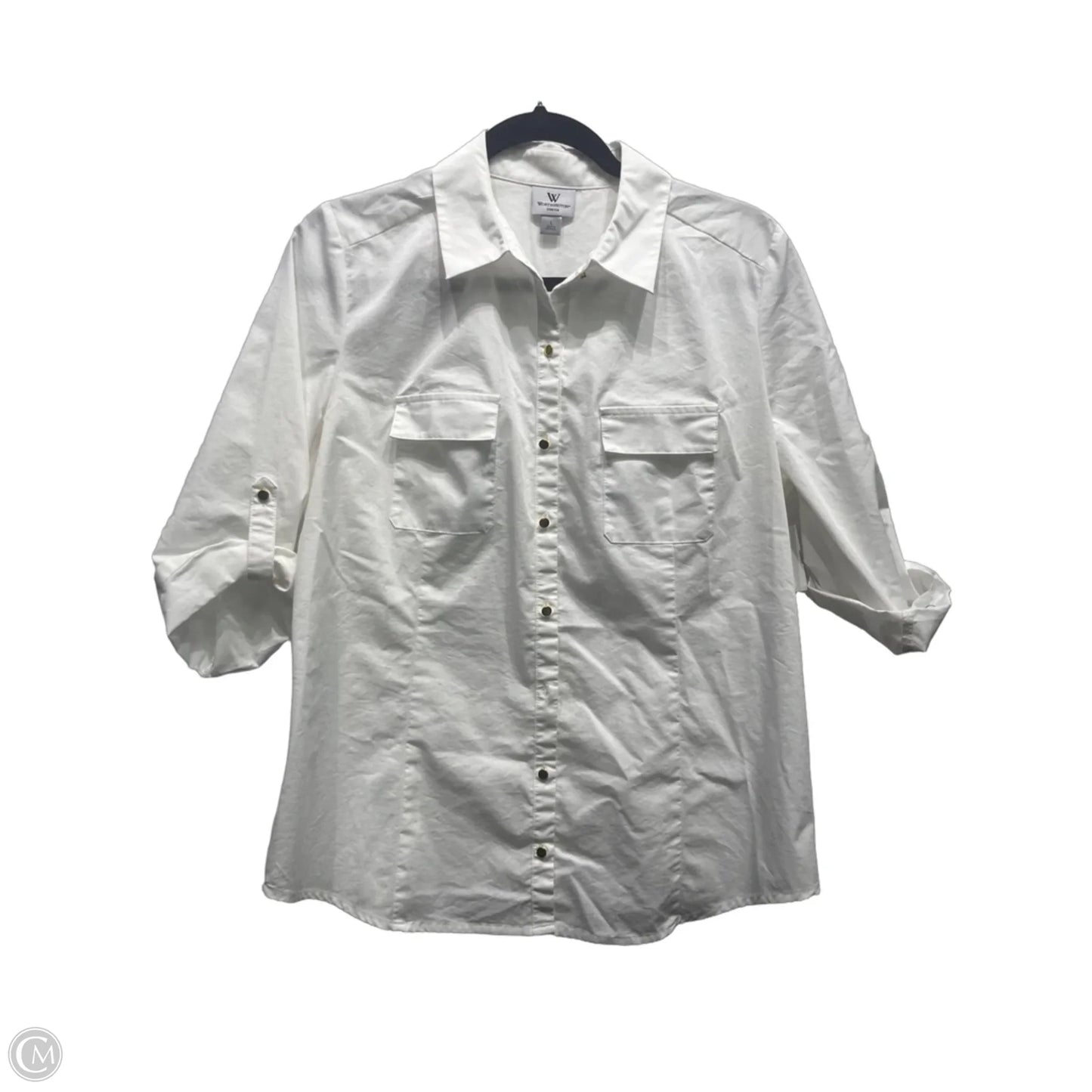 Top Short Sleeve By Worthington In White, Size: L