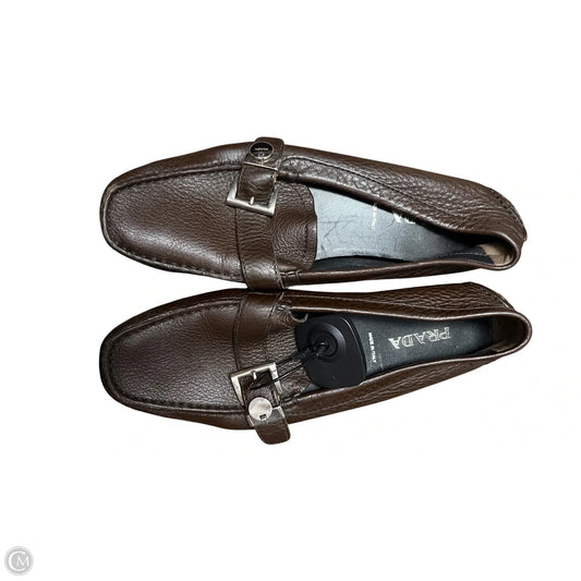 Shoes Luxury Designer By Prada In Brown, Size: 8.5