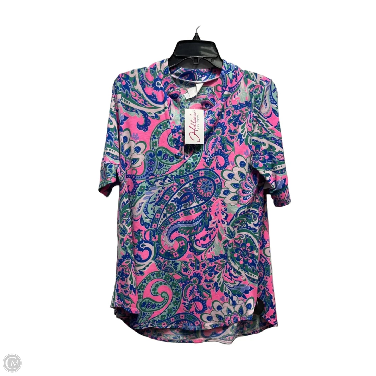 Top Short Sleeve By Honeyme In Blue & Pink, Size: S