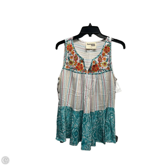 Top Sleeveless By Savanna Jane In Green & Yellow, Size: S