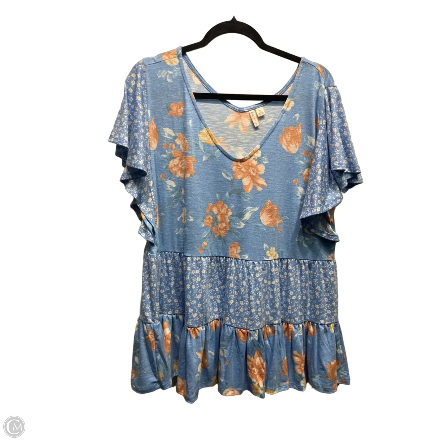 Top Short Sleeve By Cato In Blue & Orange, Size: Xl