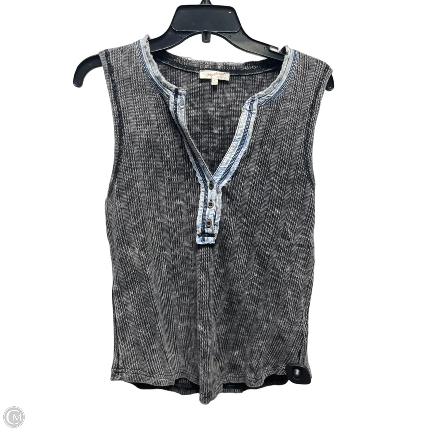 Top Sleeveless By Mystree In Blue & Grey, Size: M