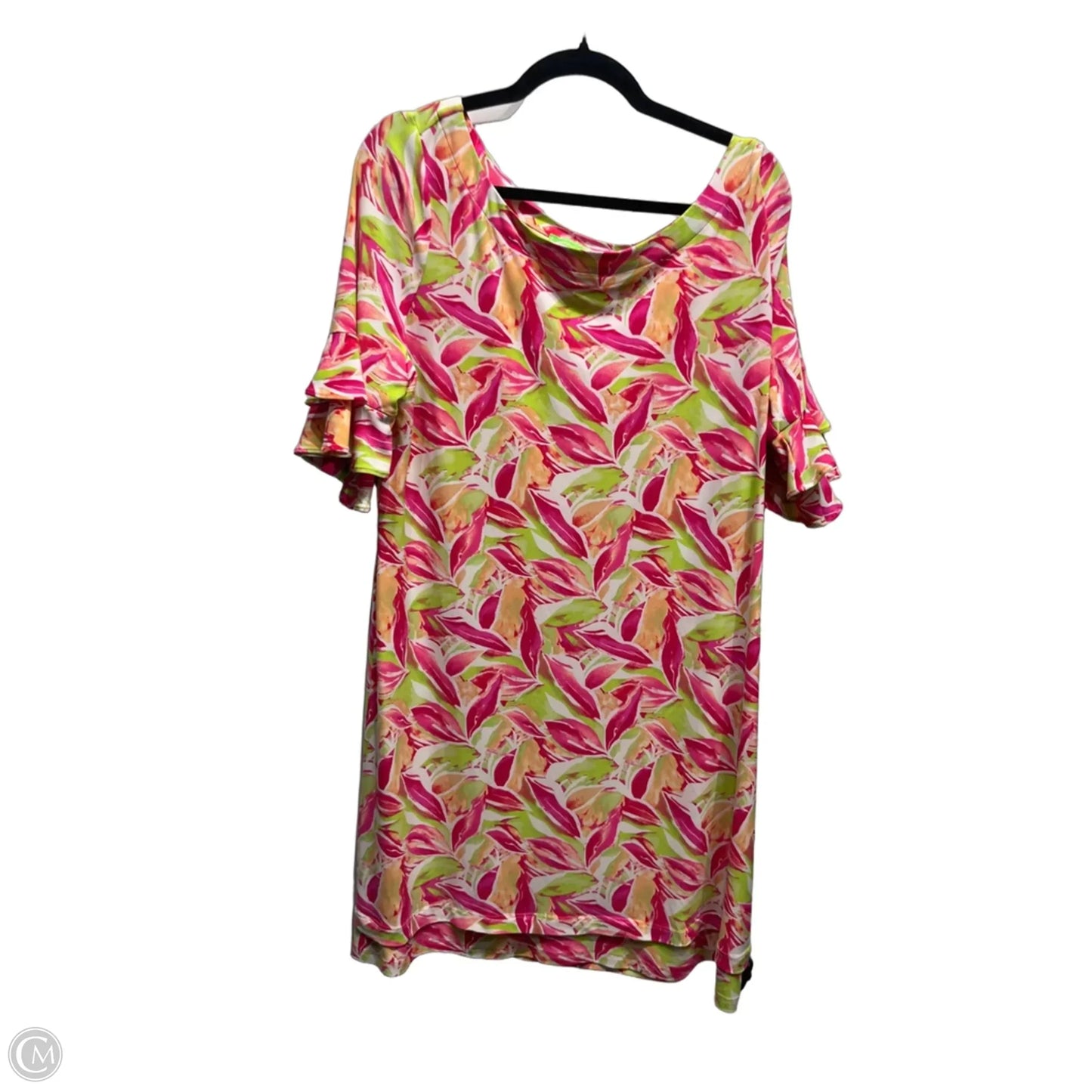 Dress Casual Short By Cappagallo In Green & Pink, Size: Xl