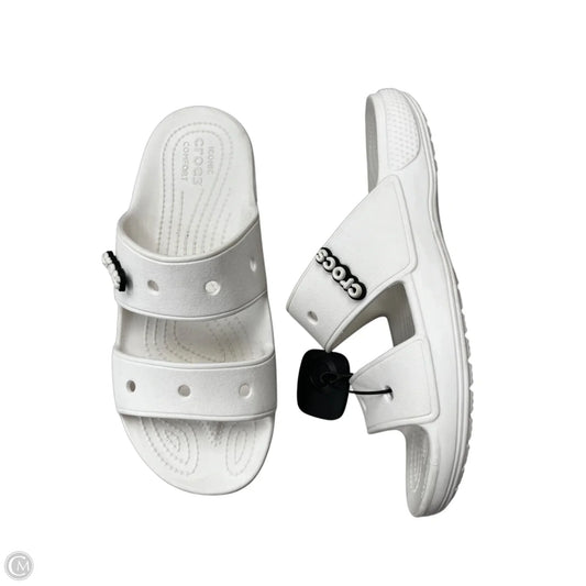 Sandals Flats By Crocs In White, Size: 10