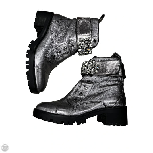Boots Designer By Karl Lagerfeld In Silver, Size: 8.5