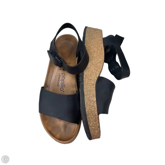 Sandals Heels Wedge By Birkenstock In Black, Size: 9
