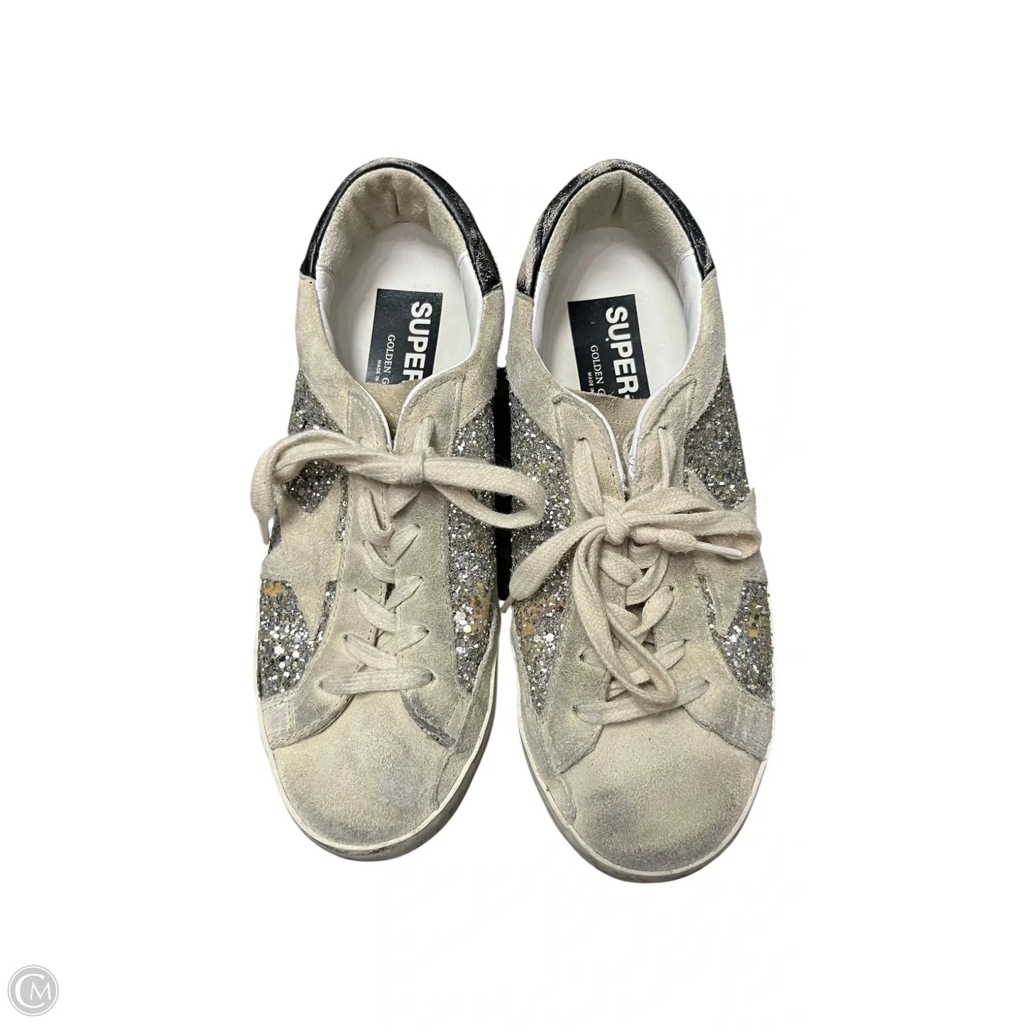 Shoes Luxury Designer By Golden Goose In Black & Silver, Size: 7