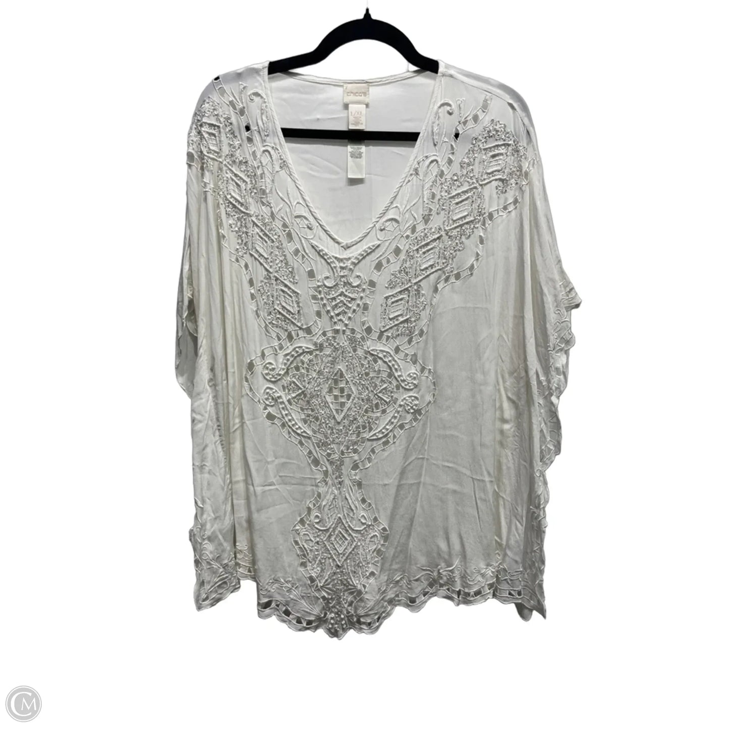 Blouse Short Sleeve By Chicos In Ivory, Size: L