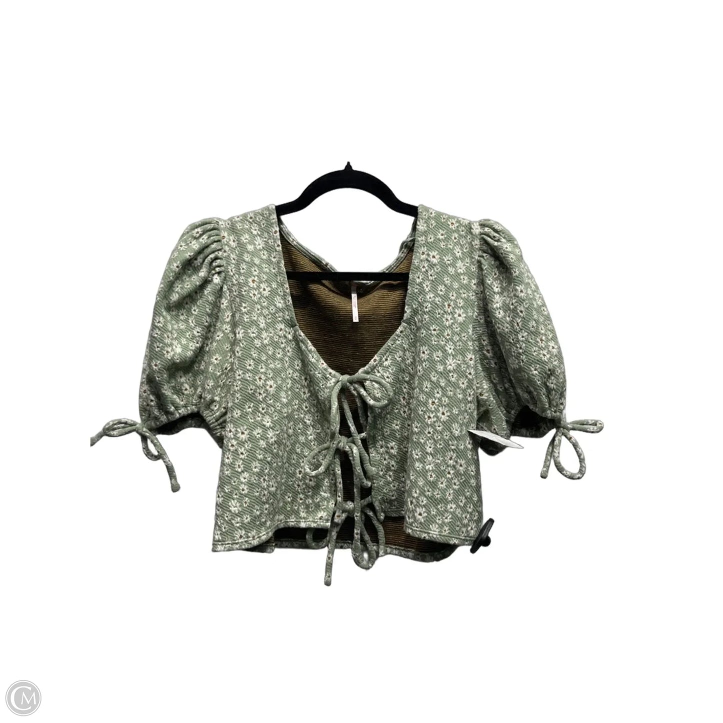 Top Short Sleeve By Free People In Cream & Green, Size: M