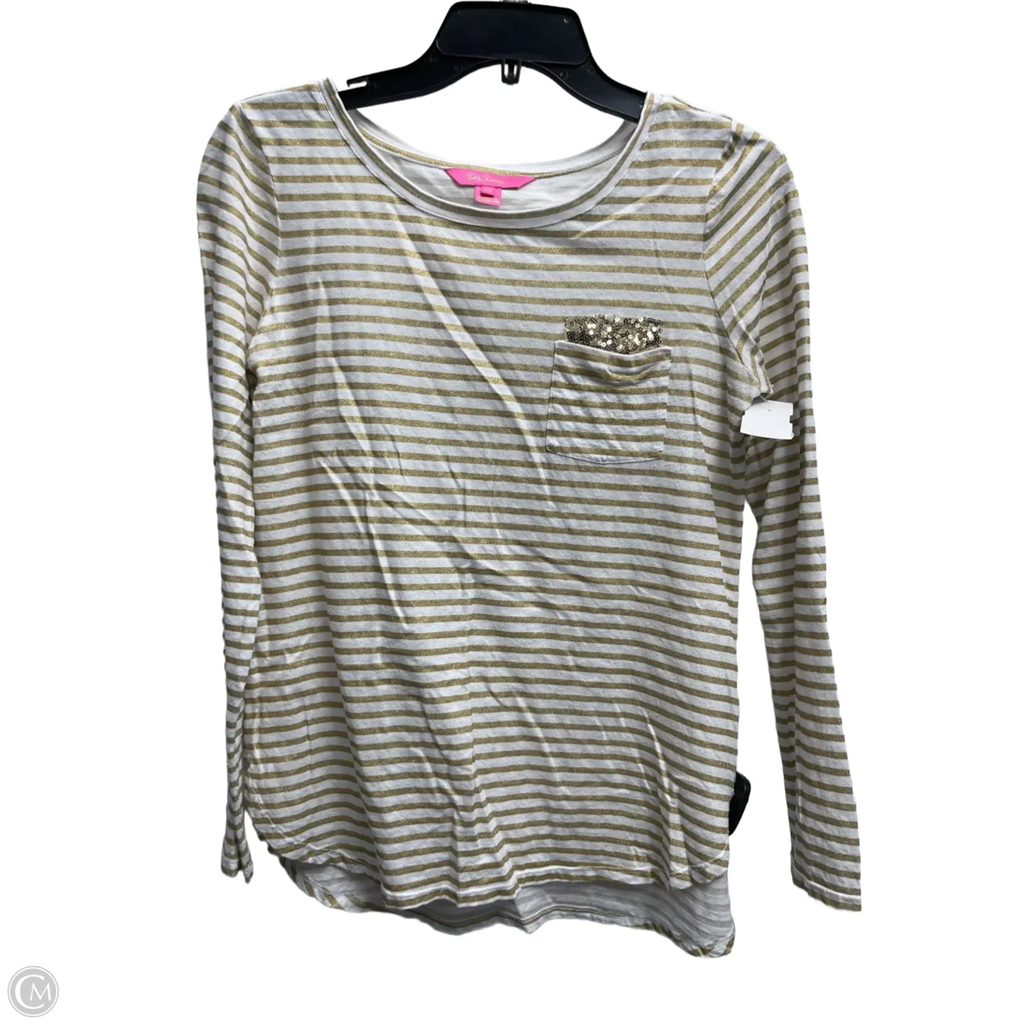 Top Long Sleeve By Lilly Pulitzer In Gold & White, Size: Xs