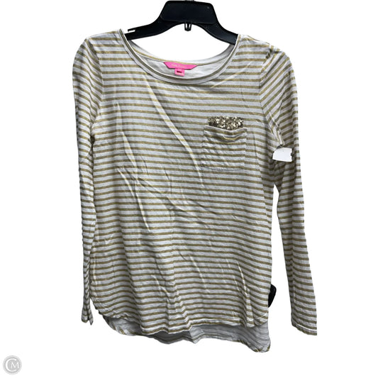 Top Long Sleeve By Lilly Pulitzer In Gold & White, Size: Xs