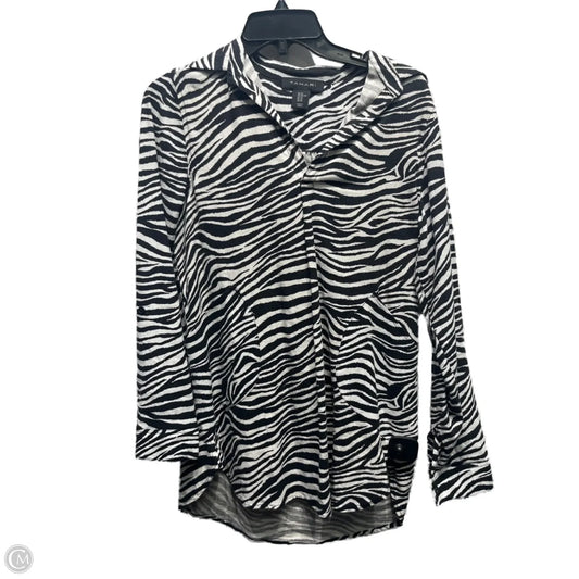 Tunic Long Sleeve By Tahari By Arthur Levine In Black & White, Size: Xs