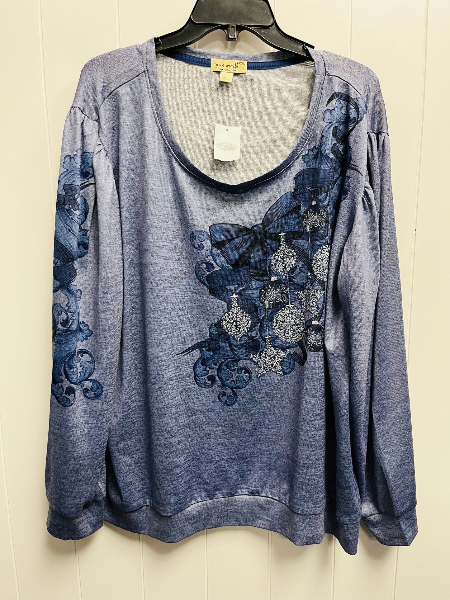 Top Long Sleeve By One World In Blue, Size: Xxl