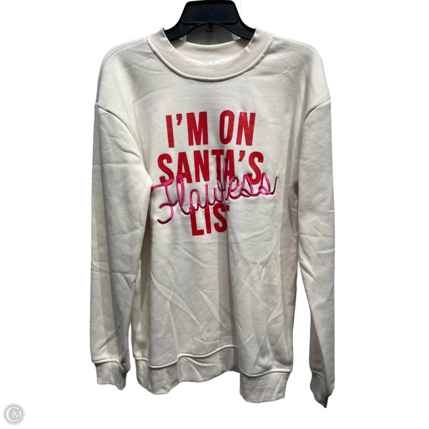 Sweatshirt Crewneck By Clothes Mentor In Cream & Red, Size: M