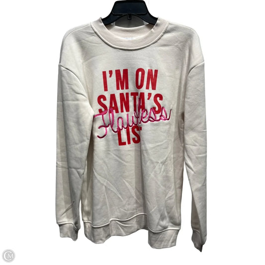 Sweatshirt Crewneck By Clothes Mentor In Cream & Red, Size: M