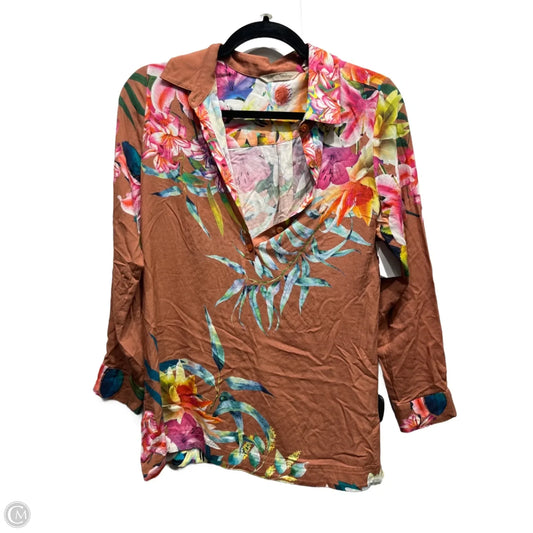 Top Long Sleeve By Soft Surroundings In Brown & Pink, Size: Xsp