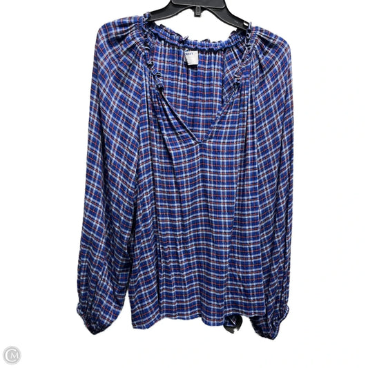 Top Long Sleeve By Old Navy In Blue & Red, Size: Xxl