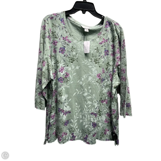 Top Long Sleeve By Cj Banks In Green, Size: 2x