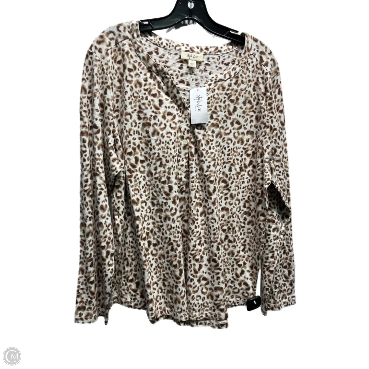 Top Long Sleeve By Style And Company In Brown, Size: 1x