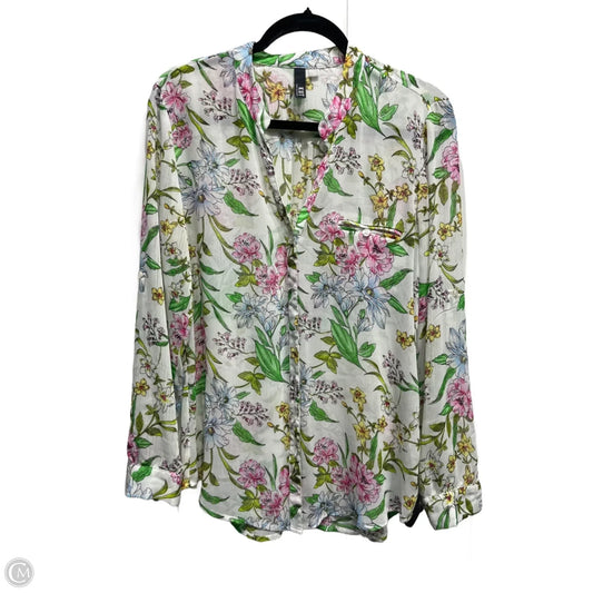 Top Long Sleeve By Kut In Green & Pink, Size: M