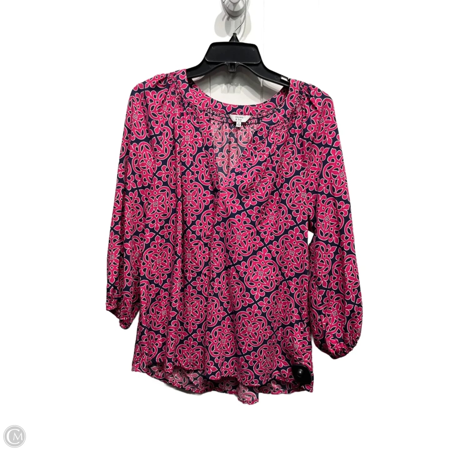 Top Long Sleeve By Crown And Ivy In Blue & Pink, Size: M