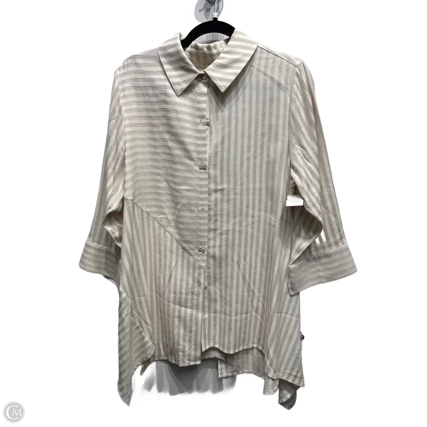 Tunic Long Sleeve By Soft Surroundings In Cream & Tan, Size: Mp