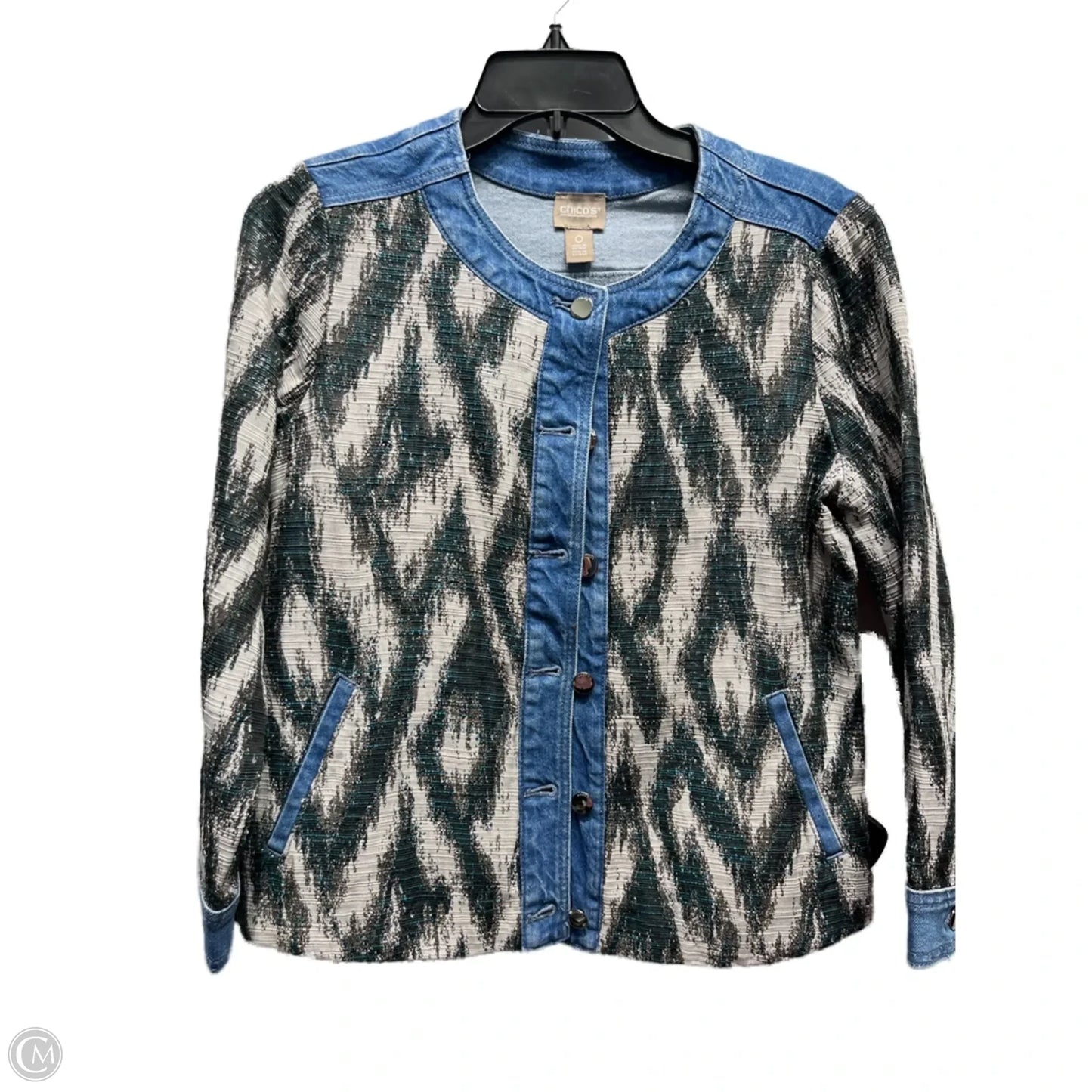 Jacket Other By Chicos In Black & Blue, Size: S