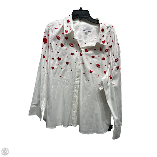 Top Long Sleeve By Chicos In Red & White, Size: 20