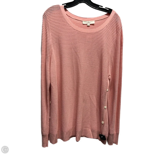 Top Long Sleeve By Loft In Pink, Size: Xxl
