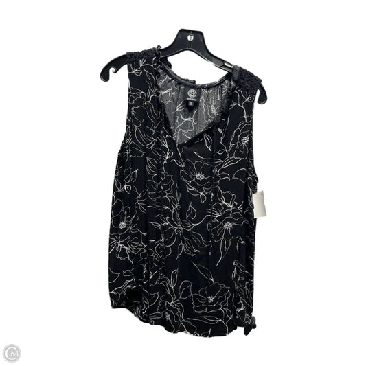Top Sleeveless By Bobeau In Black & White, Size: 1x