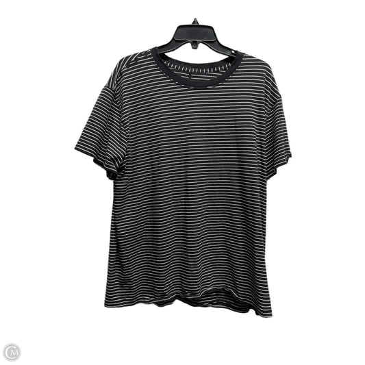 Athletic Top Short Sleeve By Lululemon In Black & White, Size: L