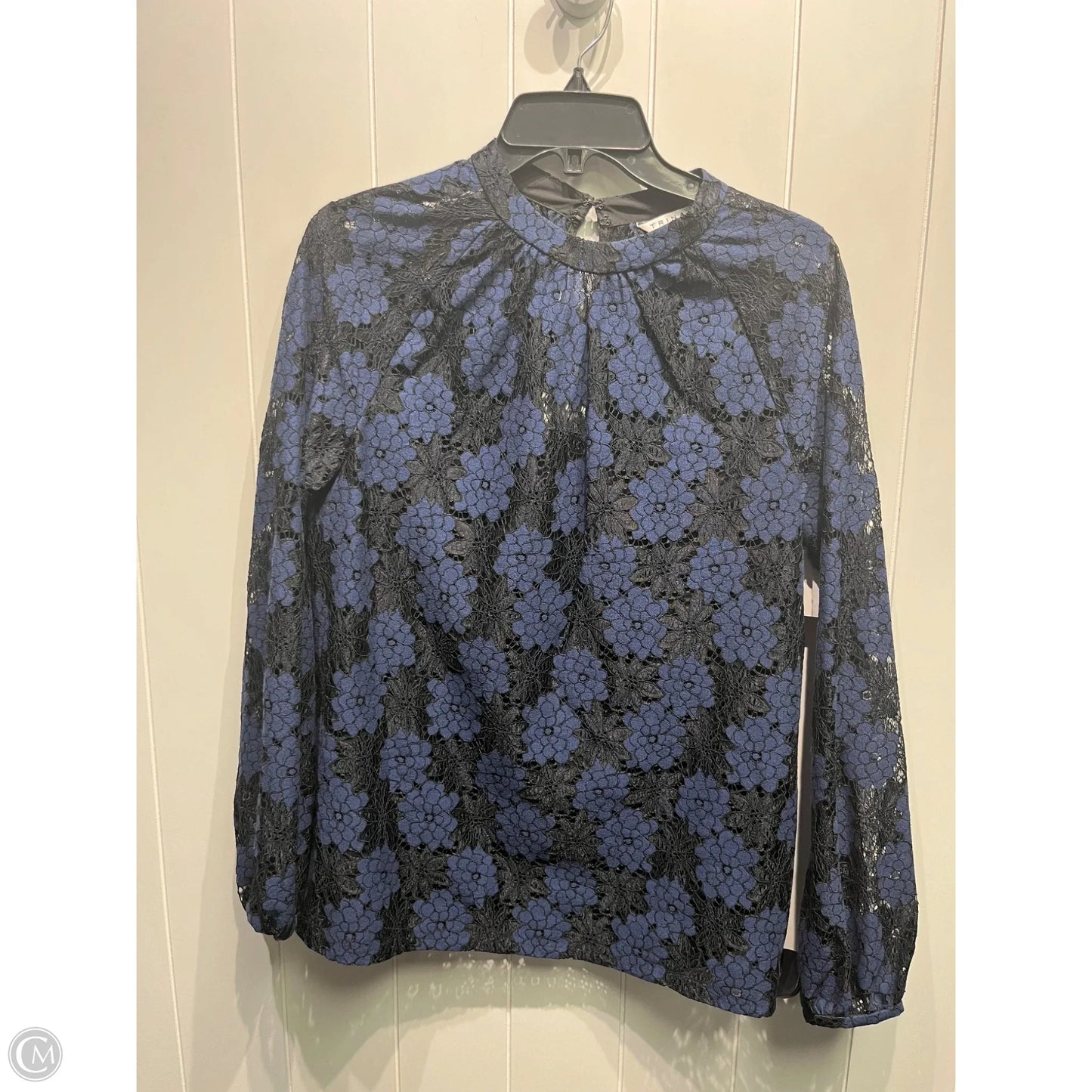 Top Long Sleeve By Trina Turk In Black & Blue, Size: M