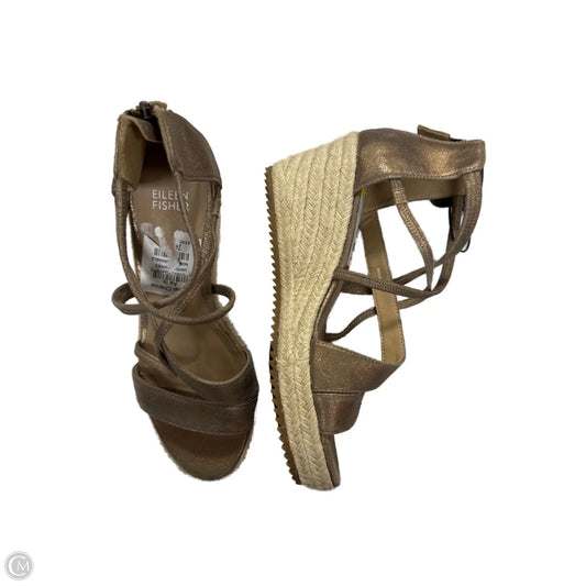 Sandals Heels Wedge By Eileen Fisher In Gold, Size: 7